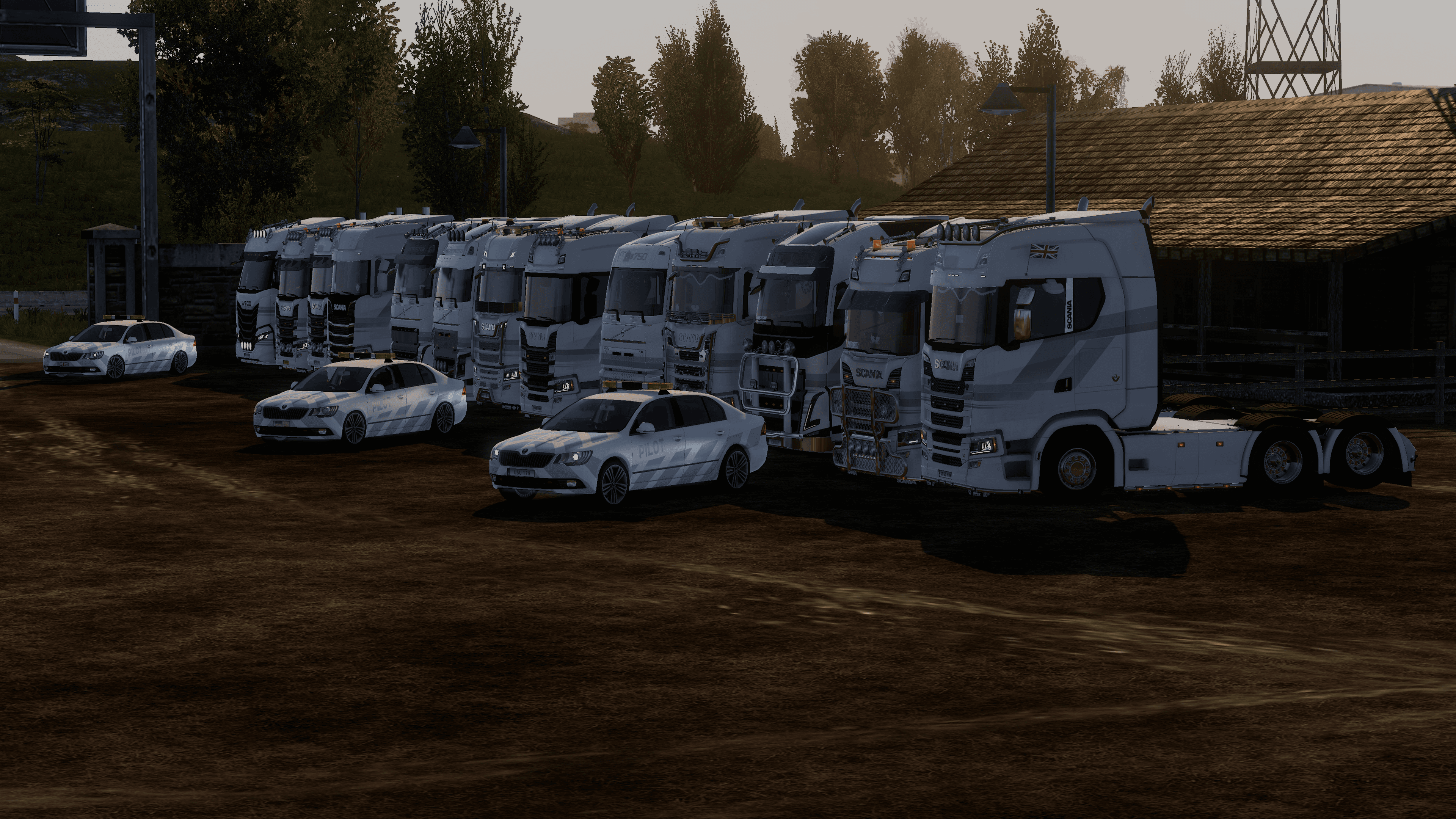 Trucks lining up